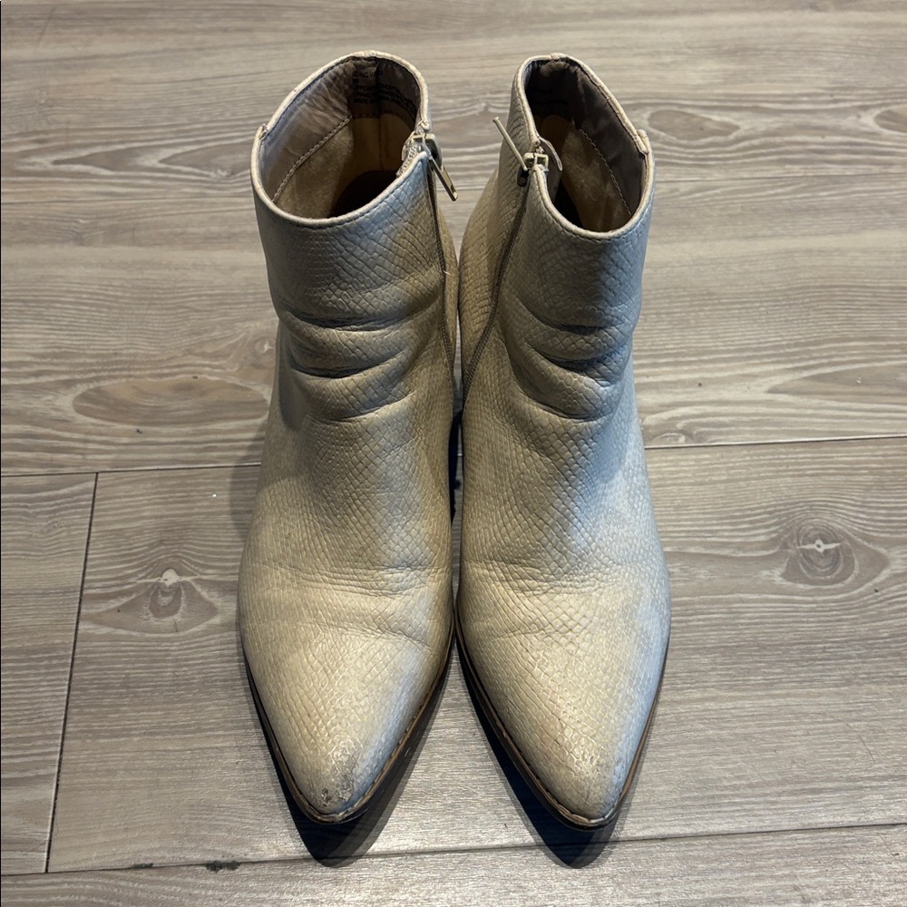 Cream Ankle Boots with Zipper